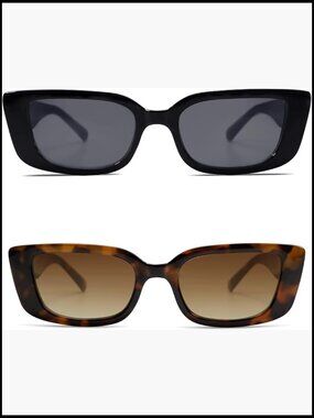 Plastic Rectangle Sunglasses with UV Protection, Retro Style